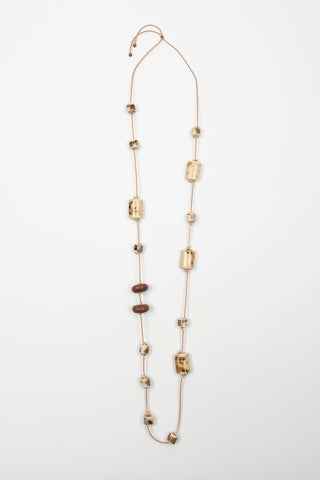 COLLAR LARGO CERÁMICA BEIGE NUDOS