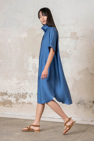 VESTIDO CAMISERO ESTAMPADO AZULES