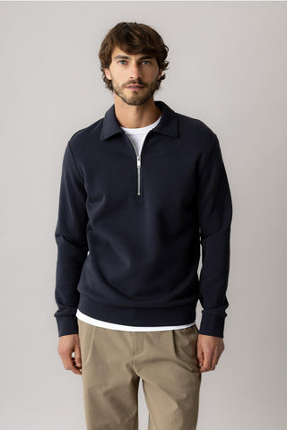 Mos Mosh Silar navy knitted polo shirt