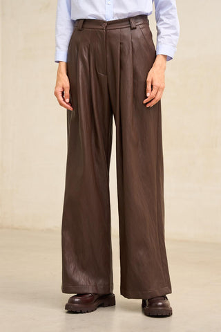 Numa chocolate brown vegan leather trousers