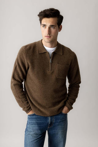 Mos Mosh Odrik brown knit polo shirt