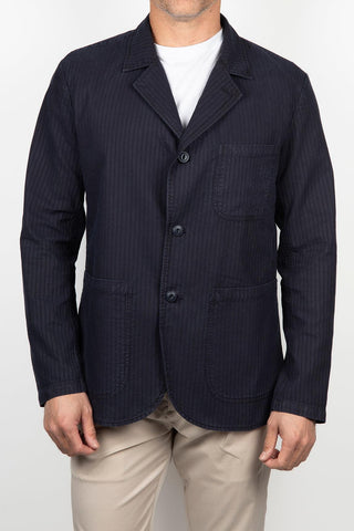 Blazer Keeling azul-marinho com textura a riscas