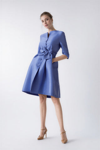 Vestido de gabardine Odelia azul médio
