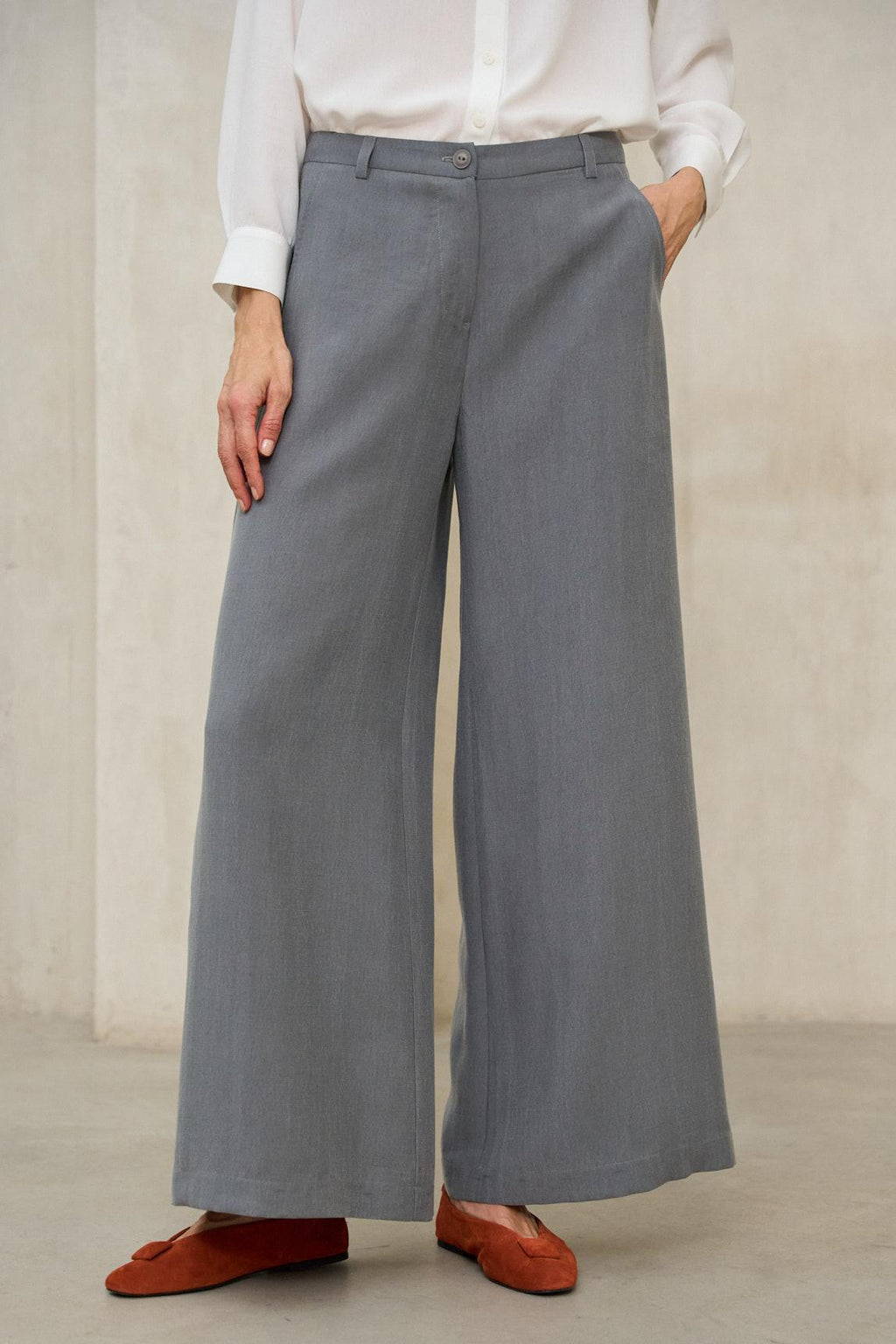 Pantalón Lysel gris oscuro de pierna ancha elegante | Rivera