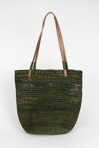 Bolso Tervan rafia verde oliva