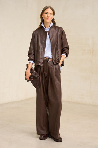 Numa chocolate brown vegan leather trousers