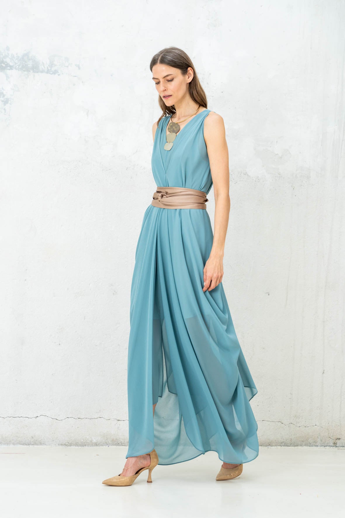helena dress green product info and reviews Helena Jersey Statement Midi Dress in Storm Green Bisou Bisou