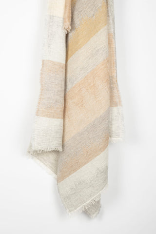 BROWN, GREY AND MUSTARD STRIPED SCARF