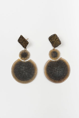 PENDIENTES MALLA REDONDOS GRIS OSCURO