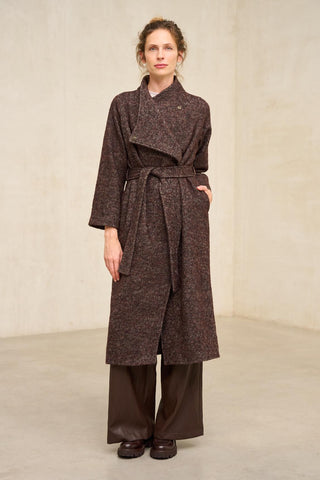 Abrigo Nubaria tweed marrón