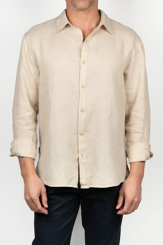 Camisa Keeling beige claro de lino ligero