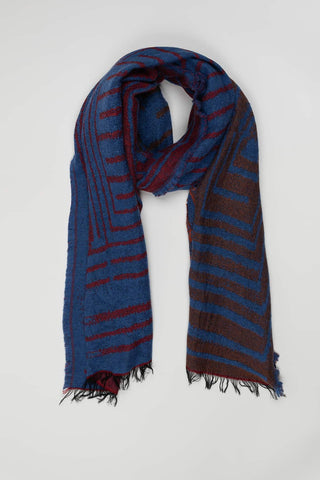 Mirova blue and burgundy scarf