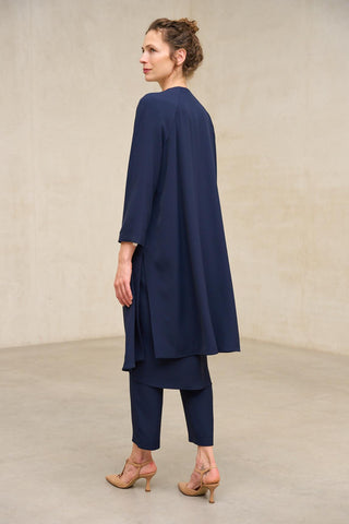 Elsuria Navy Long Blazer