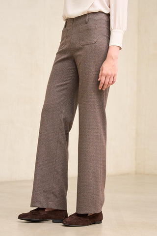 Xena houndstooth brown and blue trousers