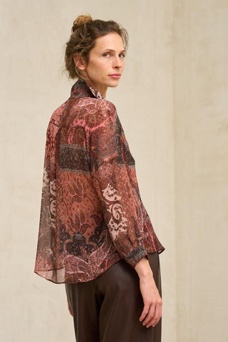 Camisa Regina estampada bordeaux