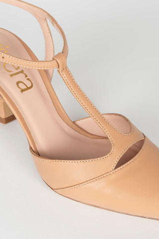 Golia Beige Slingback Court Shoes