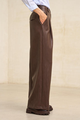 Numa chocolate brown vegan leather trousers