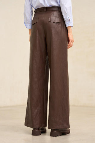 Numa chocolate brown vegan leather trousers