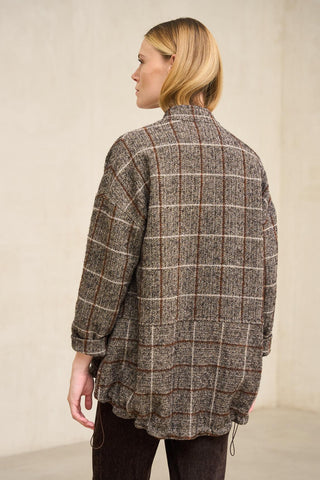 Cermora checked bomber coat