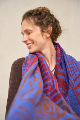 Mirova blue and burgundy scarf