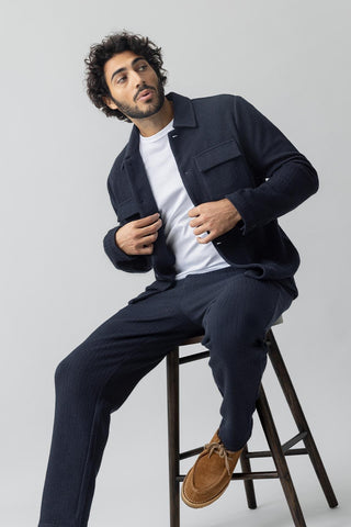 Mos Mosh Austin navy blue overshirt