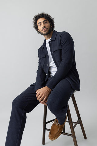 Mos Mosh Austin navy blue overshirt