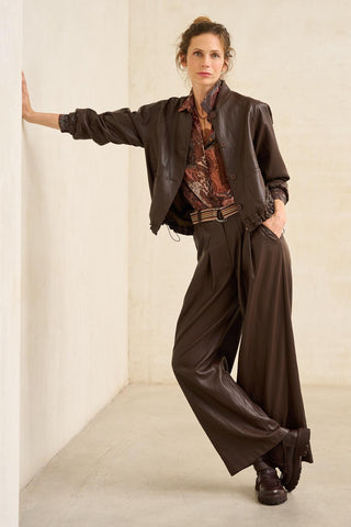 Numa chocolate brown vegan leather trousers