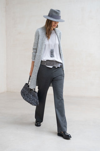 Cárdigan Merano gris perla lamé